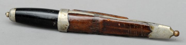 A 19th century Norwegian hunting knife and leather scabbard The blade 9 cms, 23 cms long overall.