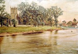 CHARLES L. SHAW (exhibited 1880-1898) British Wilford Church, On the Trent, Nottingham Oil on canvas