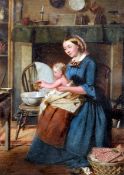 Attributed to JAMES KYD (flourished 1855-1875) Scottish The Wee Bairns Bath Time Oil on board 29 x