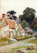 FREDERICK JAMES KNOWLES (born 1874, exhibited 1890-1933) British Thatched Cottage and Garden