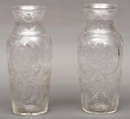 A pair of Thomas Webb & Sons of Stourbridge cut crystal vases Each of slender baluster form with