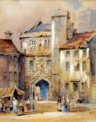 SAMUEL PROUT (1783-1852) British Continental Market Before a City Gate Watercolour heightened with