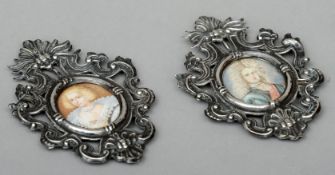 A pair of 18th/19th century miniatures on ivory One depicting a regal gentleman, the other a