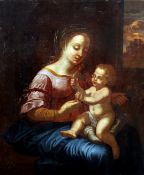 CONTINENTAL SCHOOL (17th century) Madonna and Child Oil on canvas 60 x 73 cms, unframedGenerally