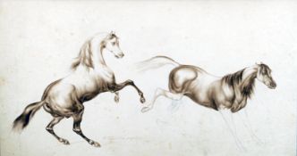 ALBERT SCHINDLER (1805-1861) Austrian Study of Horses Pencil and watercolour Signed and dated 9th