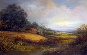 W. RICHARDS (19th/20th century) British Cottages in Rural Landscapes With Figures Oils on canvas