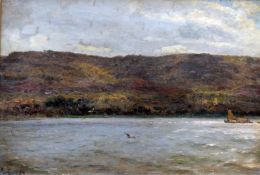GODFRED POLYCARPUS CHRISTEMSEN (1845-1928) Danish Scandinavian Fjord Oil on canvas Signed with
