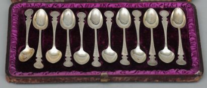 A cased set of twelve Victorian teaspoons, hallmarked Birmingham 1880, maker’s mark of JG & S Each