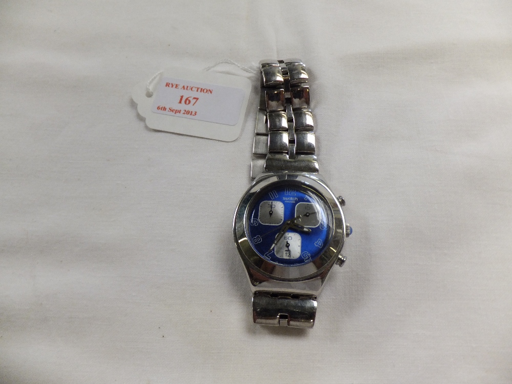 A Swatch irony chronograph wrist watch