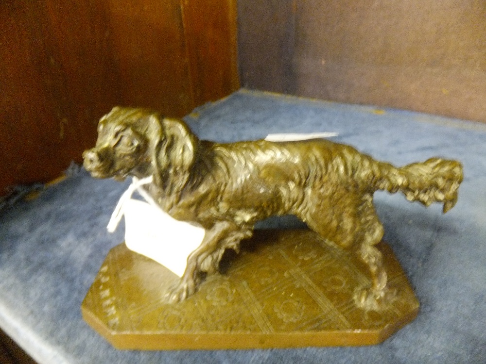 A bronze spaniel signed P.J MENE
