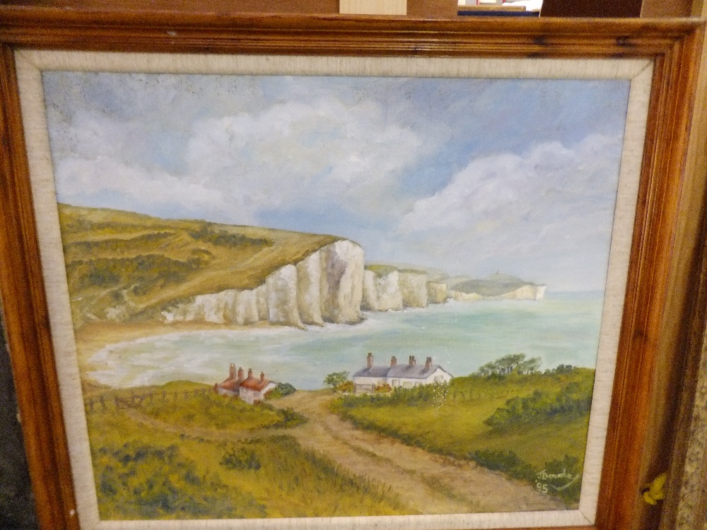 JOY DORA DOWDE "CUCKMERE HAVEN" oil on canvas 1995, signed and dated lower right, details verso