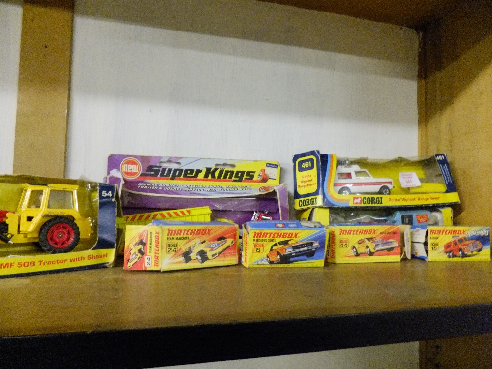 A mixed selection of play worn boxed Corgi and Matchbox model vehicles and trucks