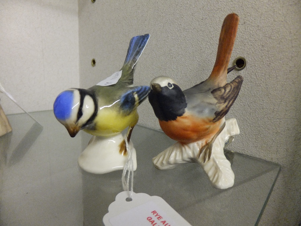 Two Goebel bird figurines 'Blue Titmouse' and a 'Redstart'