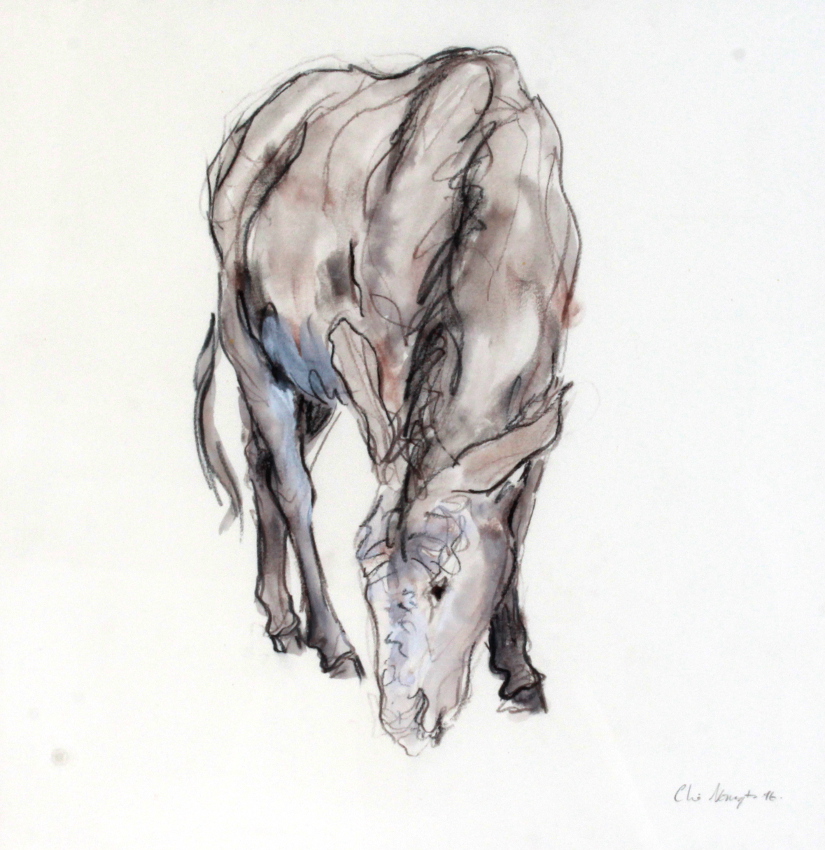 Property of a deceased estate - Claire Norrington (b.1969) - A DONKEY GRAZING - pastel & wash, 14.