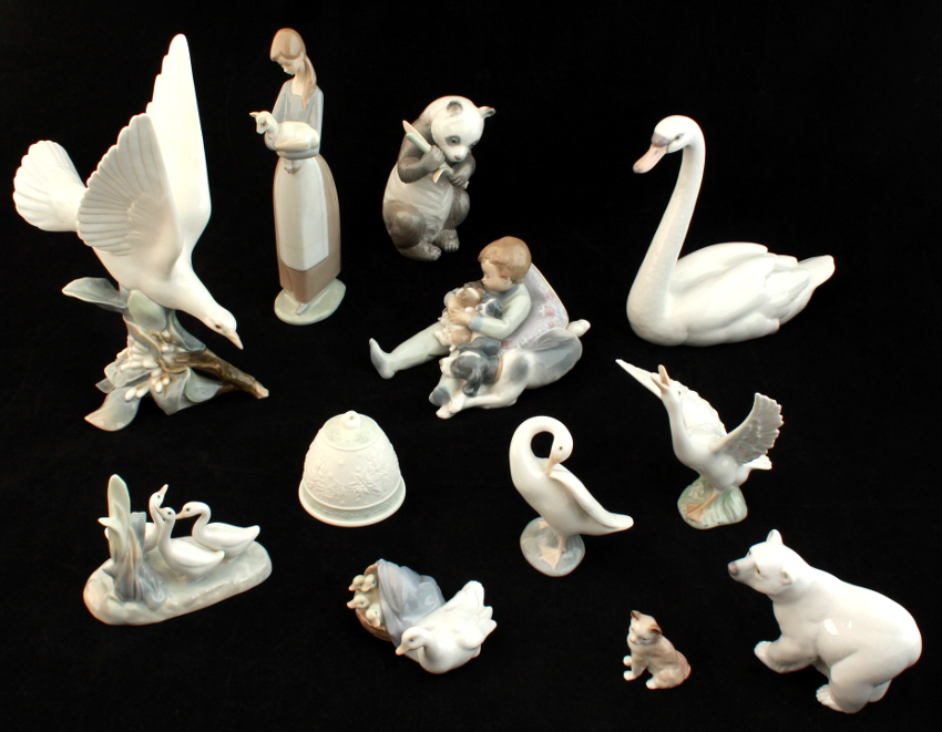 Property of a deceased estate - a collection of ten Lladro items; together with two Nao similar (12)