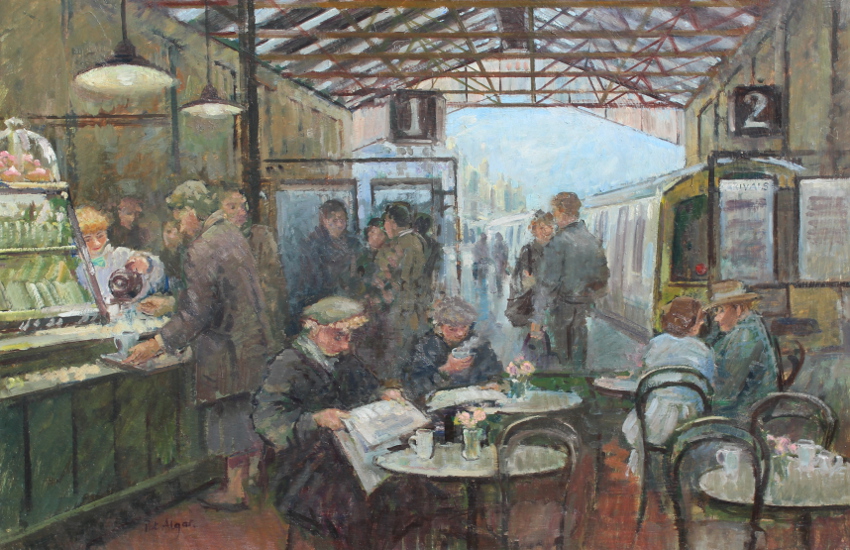 Property of a deceased estate - Pat Algar (1939-2013) - PENZANCE STATION - oil on board, 20 by