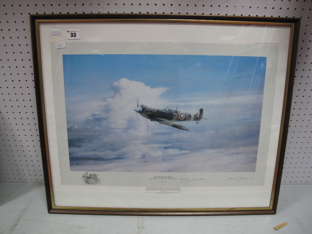 After Robert Taylor "Reach for the Skies" WWII Print, signed by Lady Bader and Robert Taylor,