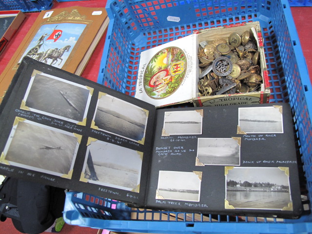 A Quantity of Military Badges and Buttons including silver War badge, Princess of Wales and Third