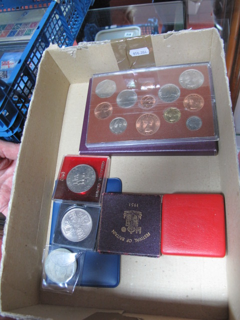 A 1970 Proof Set. A 1951 Proof Crown. A UK Silver Proof Piedfort One Pound Coin, 1985. Other coins