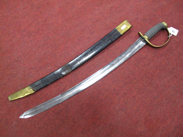 A Victorian Police/Personal Protection Sword, with brass knuckle bow, fish skin grip (missing wire),