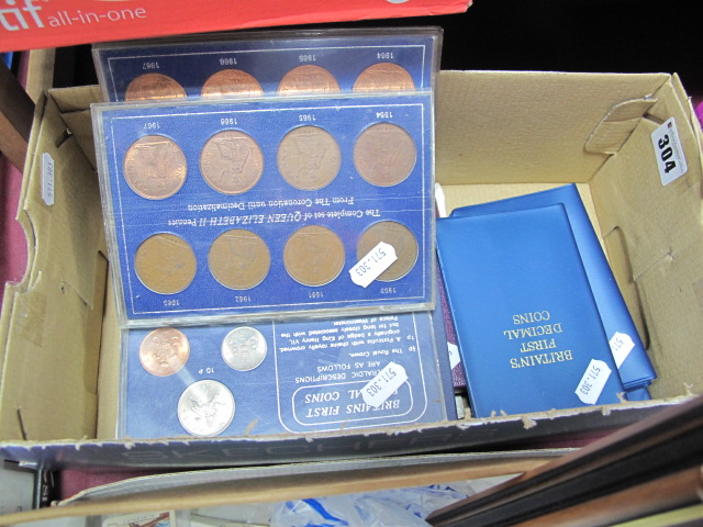 GB Proof Sets : 1970, 1972, 1974 and 1976. Eight sets of Britain`s first decimal coins (blue plastic