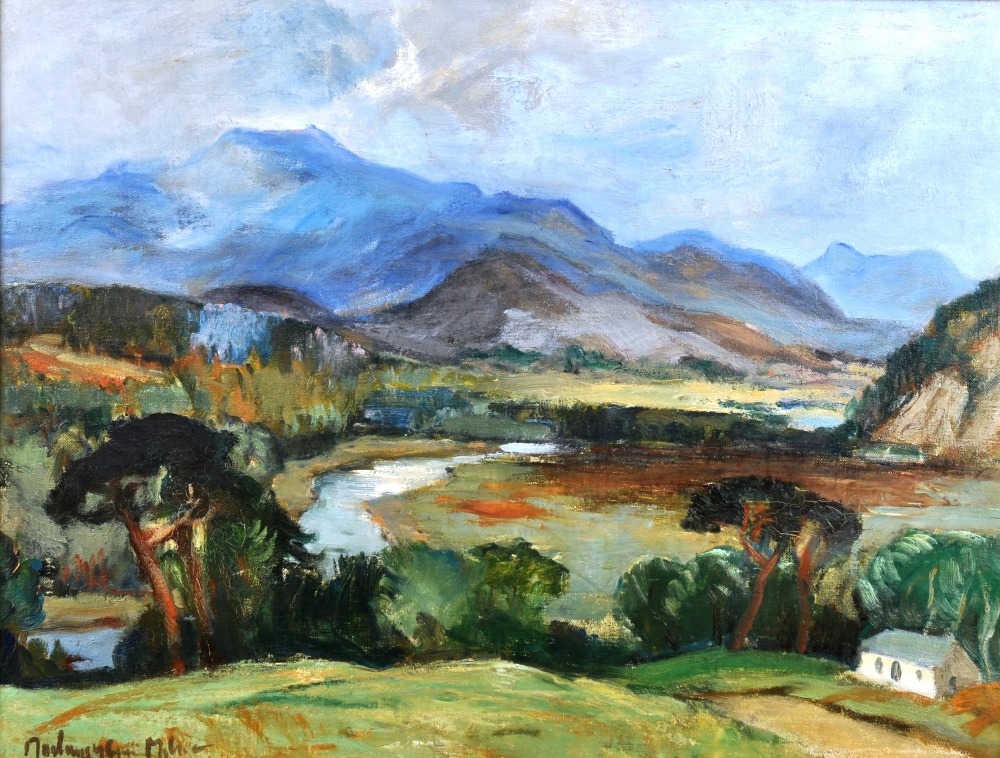 Attributed to John Maclauchlan Milne `Highland Glen` Oil on canvas, signed bottom left, 48 x 64cm