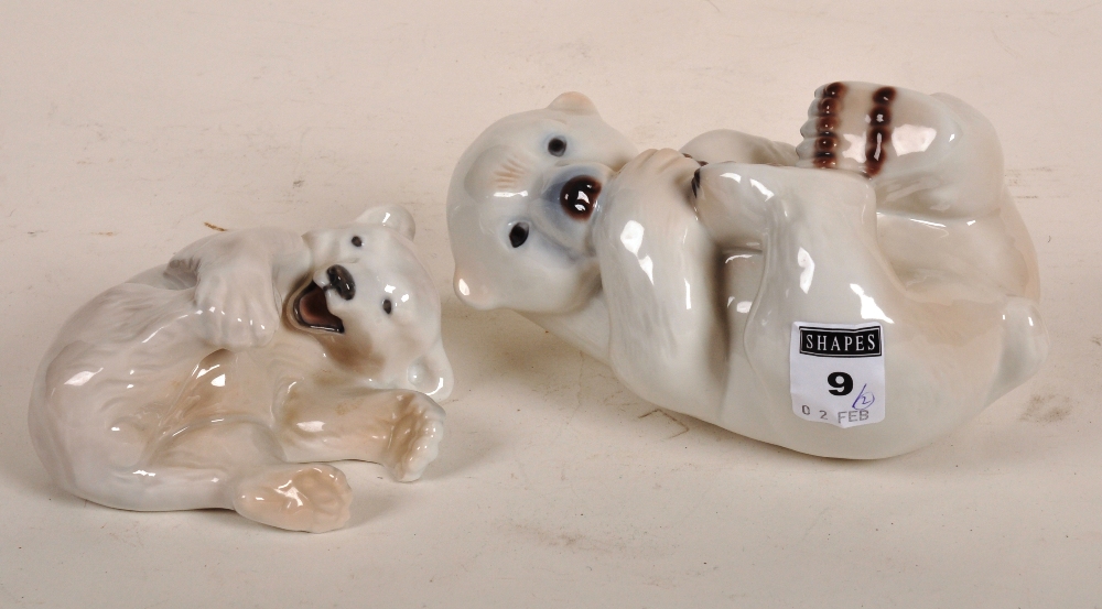 Two Royal Copenhagen polar bear figures, model no`s 729 and 538 (2)