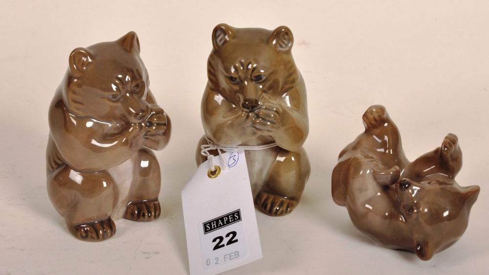 A group of three Royal Copenhagen Bears, model no`s 1124 and 3014 (3)