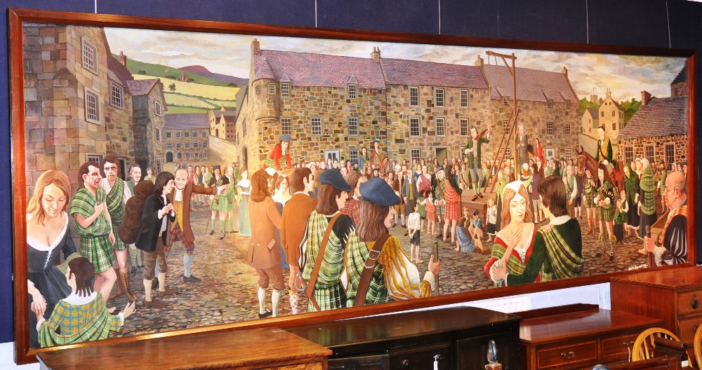 John A Stewart `The Hanging of McPherson` Oil on board, signed bottom right, 147 x 440cm Footnote: