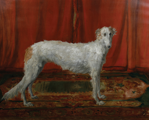 J.R. Lynen Portrait of a dog , Signed oil on canvas , Dated 1909 140 x 170 cm.