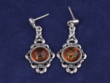 Sterling silver and amber earrings