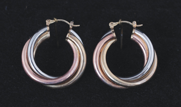 Pair of tri-colour earrings