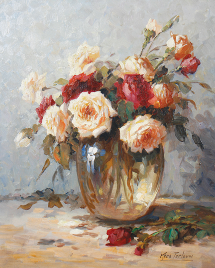 Kees Terlouw Roses Oil on canvas 61 x 50 cm.