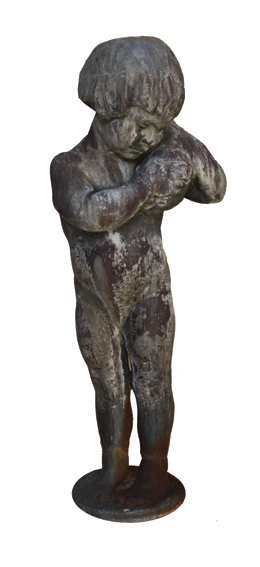 Nineteenth-century lead figure of a young boy 60 cm. high