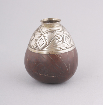 Embossed silver mounted chestnut vase