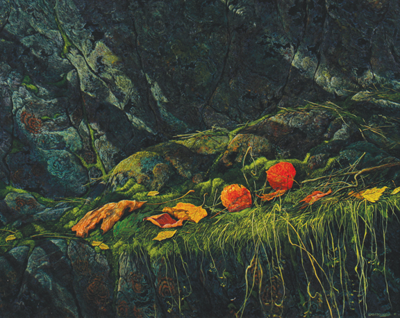 K. Macdougall Tones of Autumn, Signed oil on board 60 x 29 cm