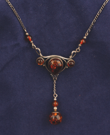 Sterling silver Art Nouveau amber necklace