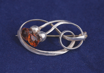 Art Nouveau Charles Horner sterling silver citrine thistle brooch