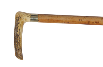 Nineteenth-century walking stick with silver ferrule and antler handle