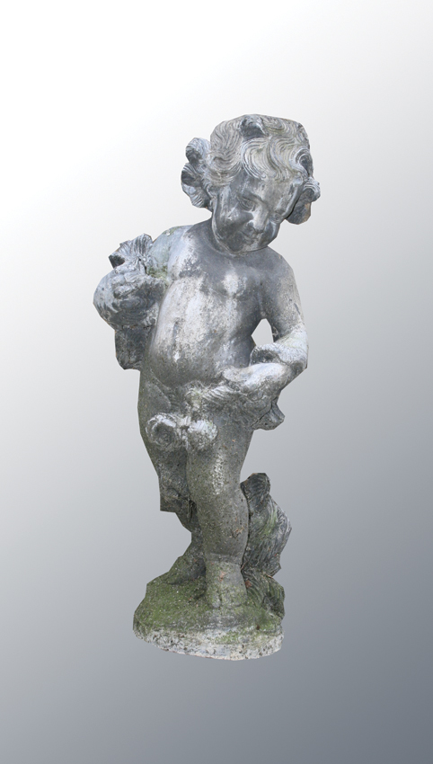 Nineteenth-century lead cherub fountain 50 cm. high