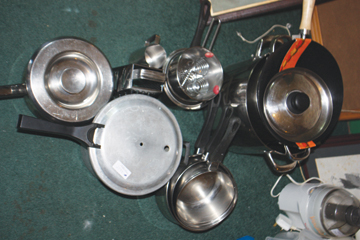 Collection of miscellaneous kitchenalia Nine pots and one wok
