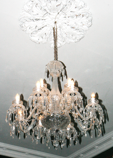 Late twentieth-century two-tiered Waterford crystal chandelier  105 cm. high; 100 cm. diameter