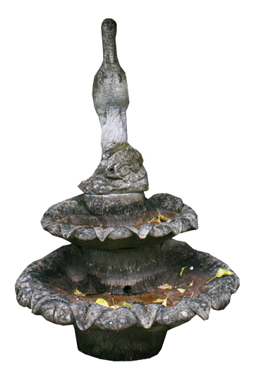 Early twentieth reconstituted three tier scallop shaped fountain