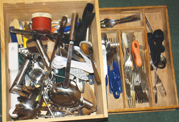 Collection of kitchen utensils and cutlery