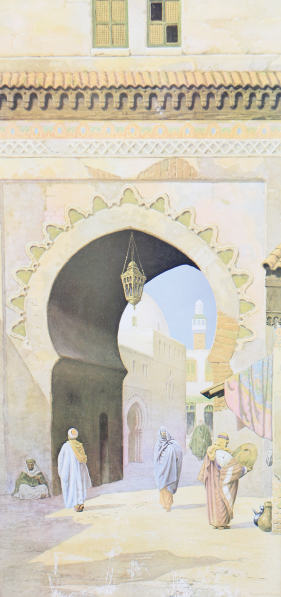 After Giovanni Barbaro, 1864-1915 Pair of Arabian city study prints, His Orientalist works were