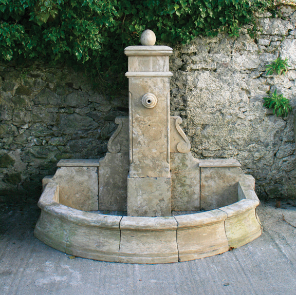 Monumental stone sculpted estate wall fountain 180 cm. high; 200 cm. wide; 90 cm. deep