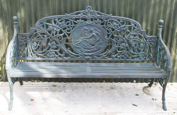 Pair of large cast iron garden benches 183 cm. wide