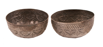 Two nineteenth-century Indian silver bowls 10 cm. diameter