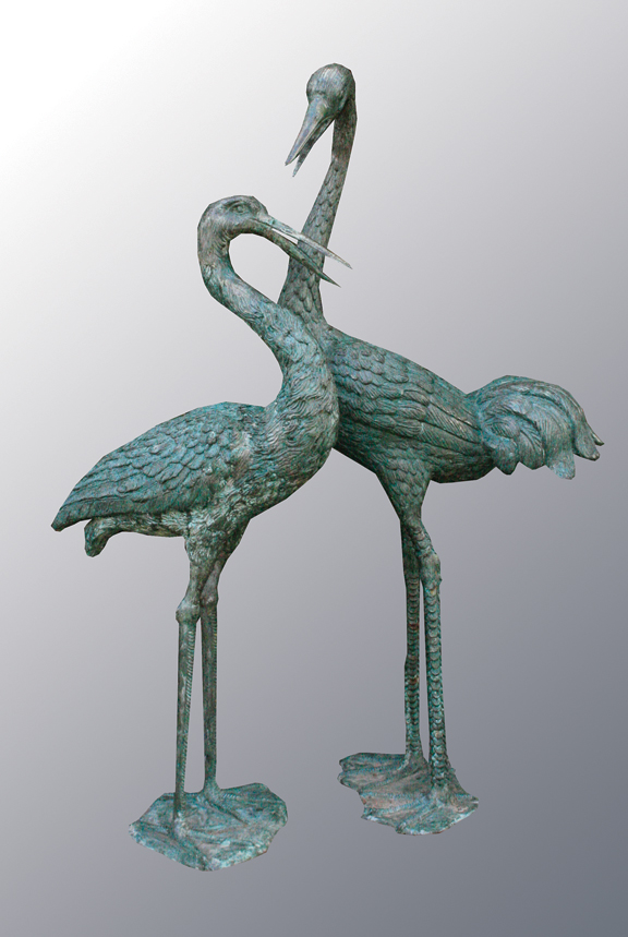 Pair of large bronze storks 113 cm. high