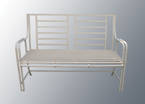 Pair of metal garden benches 132 cm. wide